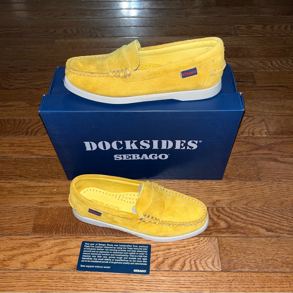 Sebago Docksides Dan Boat Flesh Out Suede Loafers Mustard Yellow Women’s 6